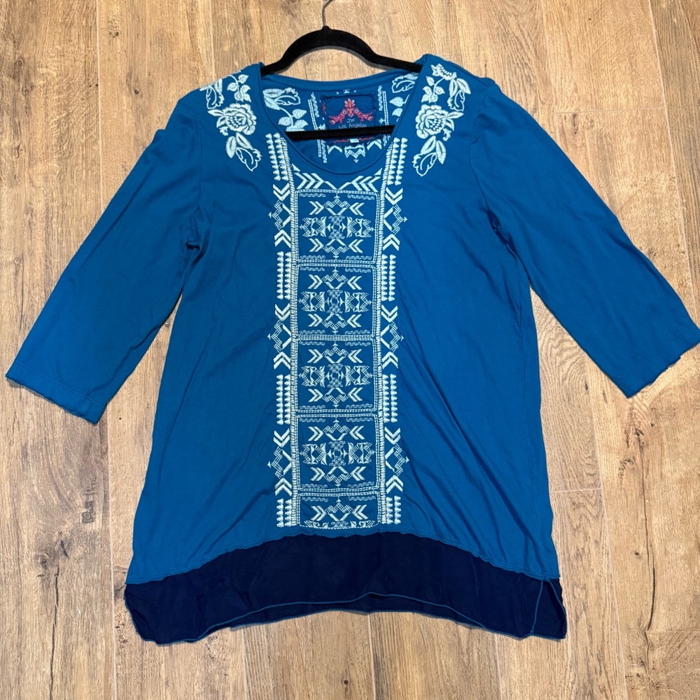 Johnny Was #7A Embroidered Tunic Top SZ L Large
